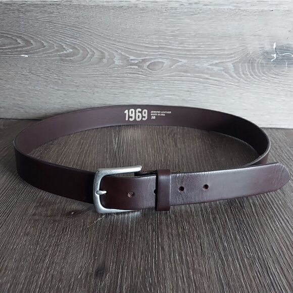 Gap Brown Leather Belt Solid Brass Buckle 38 - Picture 1 of 6